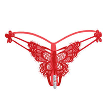 Load image into Gallery viewer, Women Lace Panties Thongs Pearl Pendant Female Embroidery G-String T-Back Briefs Underwear Adjustable Ladies Sexy Lingerie