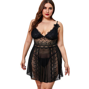 Plus Size Hot Lace Nightgown