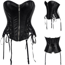 Load image into Gallery viewer, Steampunk Women Black Faux Leather Corset | Sexy Lingerie Canada