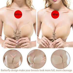 Women Self Adhesive Strapless Bandage Blackless Solid Bra Sticky Gel Silicone Push Up Women&#39;s Underwear Invisible Bra DropShip