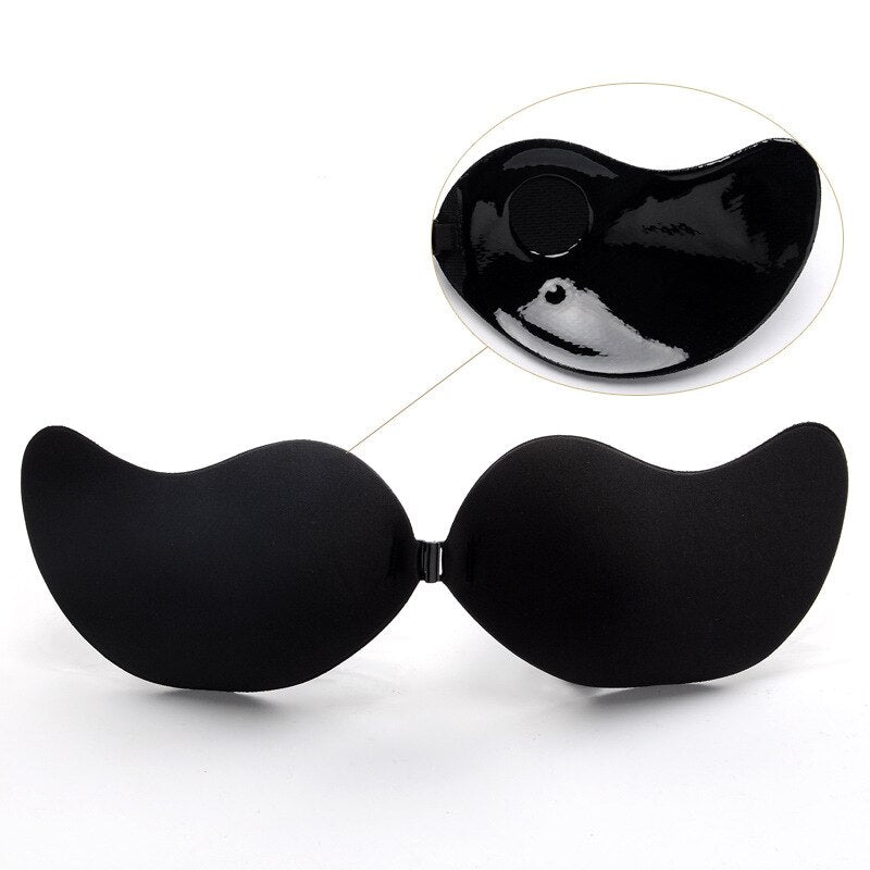 Women Self Adhesive Strapless Bandage Blackless Solid Bra Sticky Gel  Silicone Push Up Women's Underwear Invisible Bra DropShip