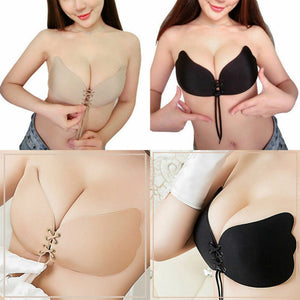 Women Self Adhesive Strapless Bandage Backless Solid Bra Stick Gel Silicone Push Up Underwear Invisible Bra Bust Braces Support