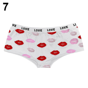Women Sexy Valentine's Day Panties Women Breathable Underwear Comfort Cute Love Print Low Waist Briefs Panties Underpants Shorts