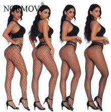Load image into Gallery viewer, NORMOV 4 Pcs Erotic Lingerie Women Black Stockings High Fishnet Sexy Tights Floral Print Pantyhose Mesh Long Tight