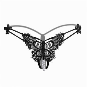 Women Lace Panties Thongs Pearl Pendant Female Embroidery G-String T-Back Briefs Underwear Adjustable Ladies Sexy Lingerie