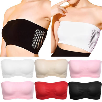 Women Seamless Invisible Bra Tube Top Underwear Lady Crop Top Sexy Lingerie Wrapped Chest Breathable Strapless Mesh Tube Top