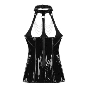 Faux Leather Halter Neck Dress | Sexy Lingerie Canada