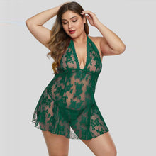 Load image into Gallery viewer, Women Sexy Perspective Open Back Floral Lace Plus Size Lingerie | Sexy Lingerie Canada