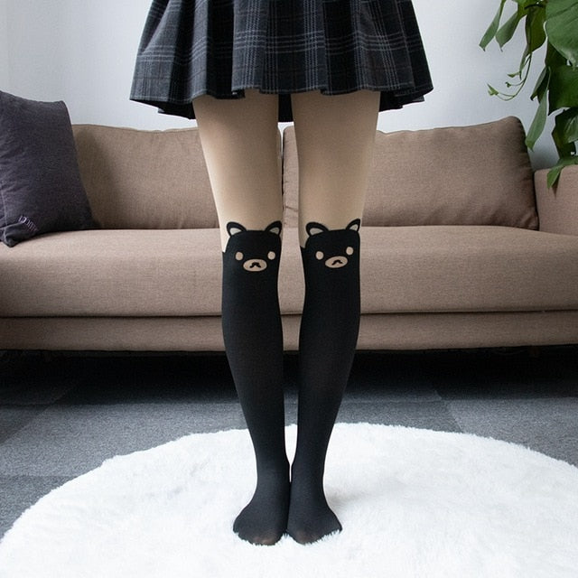 Women Sexy Cat Pattern Print Stockings | Sexy Lingerie Canada