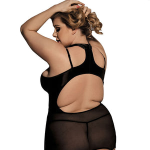 Women's Plus Size Faux-Leather and Lace Garter Slip Lingerie | Sexy Lingerie Canada