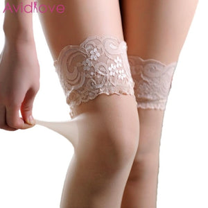 Women Sexy See Through Lace Patchwork Loose Knee Stockings | Sexy Lingerie Canada