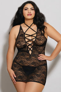 G-String Lace Patchwork See-Through Nightdress