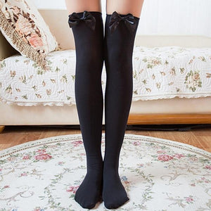 Women Nylon Stretchy Over The Knee High Stockings with Bow | Sexy Lingerie Canada
