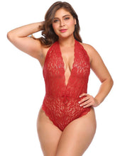 Load image into Gallery viewer, Women Plus Size Lace Halter Bodysuit | Sexy Lingerie Canada